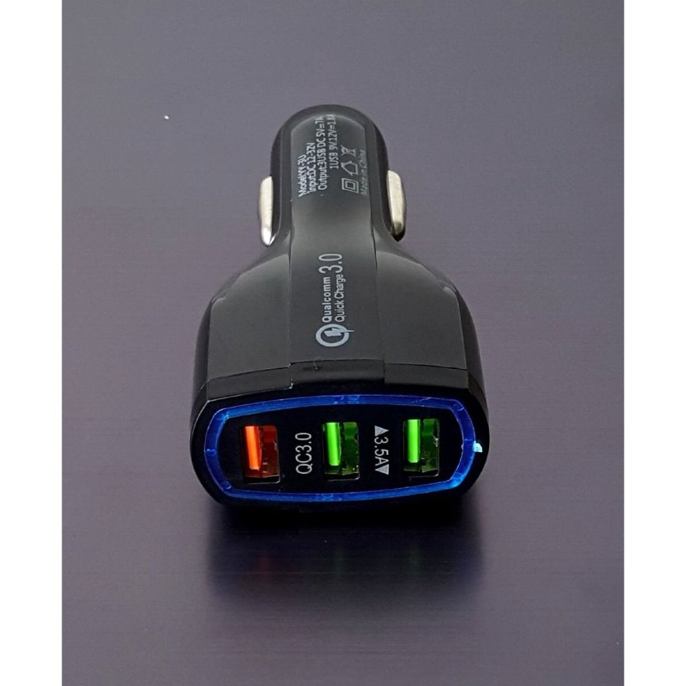 3 X Black Car Chargers 3 port QC Quick Charge - Picture 3 of 3